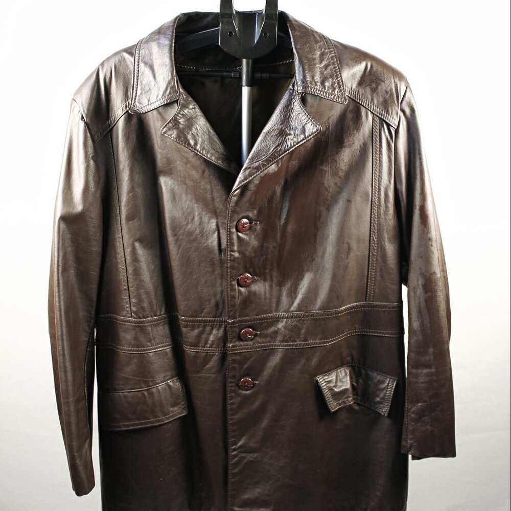Made in Argentina 46 Regular Vintage Men's brown Leather Coat